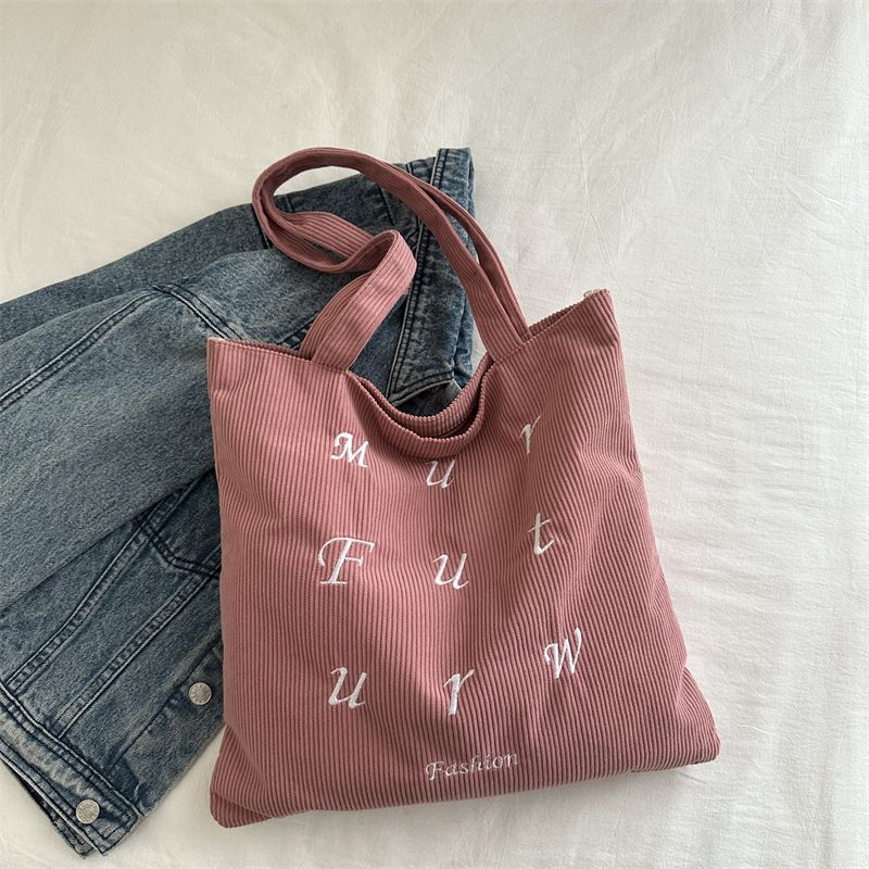 Corduroy Bag Handbags for Women Shoulder Bags Female Soft Environmental Storage Reusable Girls Small and Large Shopper Totes Bag
