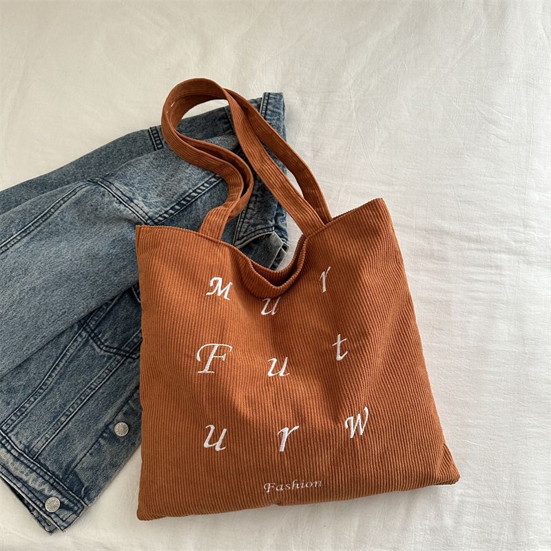 Corduroy Bag Handbags for Women Shoulder Bags Female Soft Environmental Storage Reusable Girls Small and Large Shopper Totes Bag