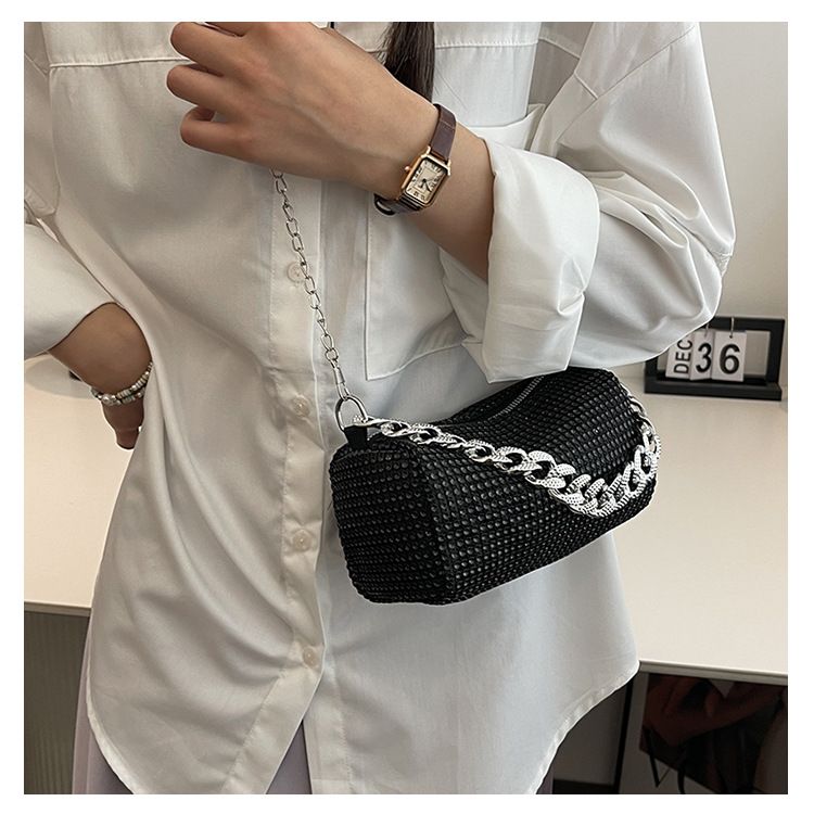 Rhinestone Bag Side Bag Crossbody Blingbling Rhinestone Purses for Women Sparkly Silver Clutch Black Purse