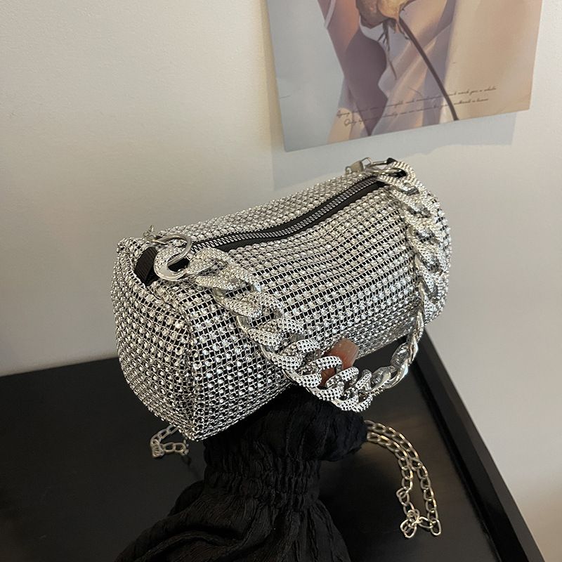 Rhinestone Bag Side Bag Crossbody Blingbling Rhinestone Purses for Women Sparkly Silver Clutch Black Purse