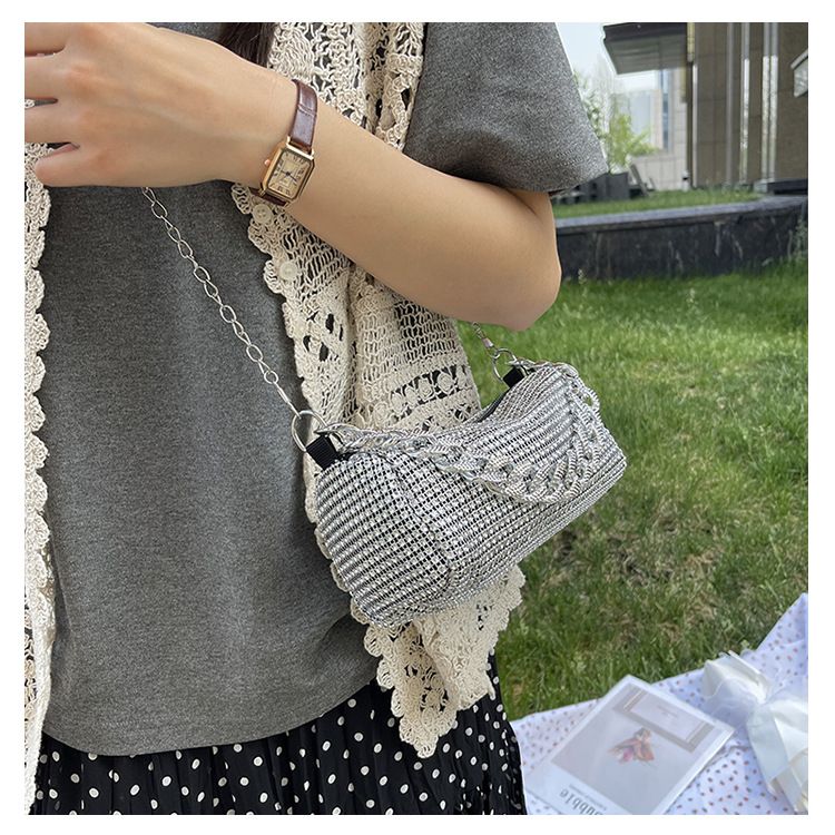 Rhinestone Bag Side Bag Crossbody Blingbling Rhinestone Purses for Women Sparkly Silver Clutch Black Purse