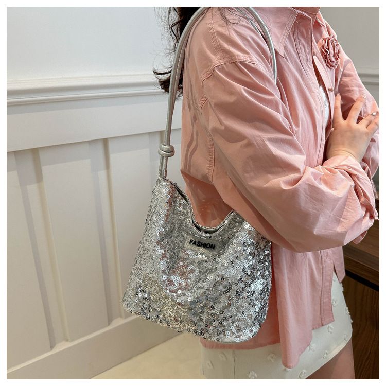 Luxury Tote Handbag Ladies High Quality Satchel Sparkling Armpit Purse Designer Fashion Shoulder Bags French Shinny Underarm Bag