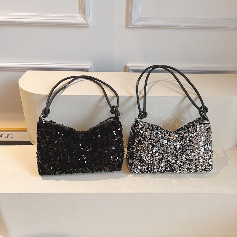 New Women's Sequin Shoulder Bag Personality Shiny Handbag French Bling Underarm Bags Wedding Party Evening Banquet Handbag