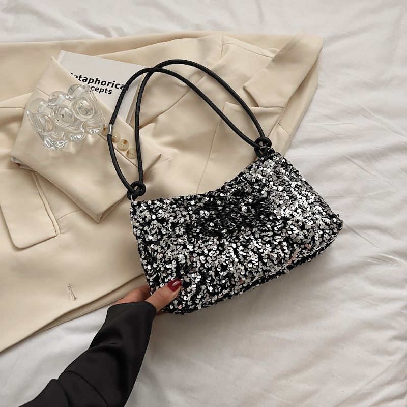 New Women's Sequin Shoulder Bag Personality Shiny Handbag French Bling Underarm Bags Wedding Party Evening Banquet Handbag