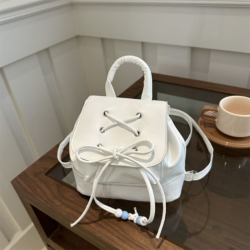 Small Drawstring Backpack Women Mini PU Leather Textured School Backpack Fashion Travel Commuter Bag Girl Bakpacks