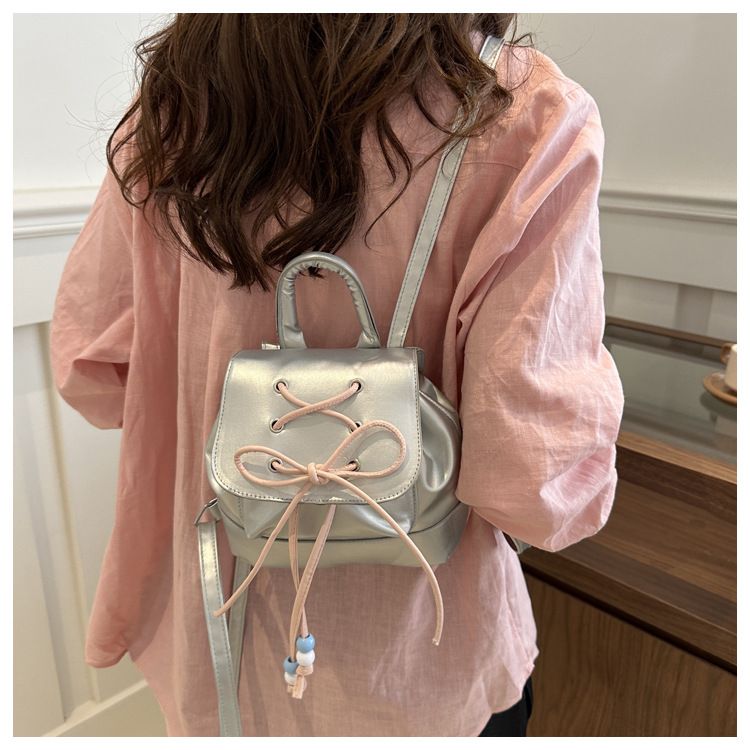 Small Drawstring Backpack Women Mini PU Leather Textured School Backpack Fashion Travel Commuter Bag Girl Bakpacks