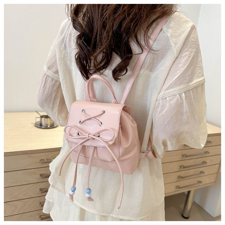 Small Drawstring Backpack Women Mini PU Leather Textured School Backpack Fashion Travel Commuter Bag Girl Bakpacks