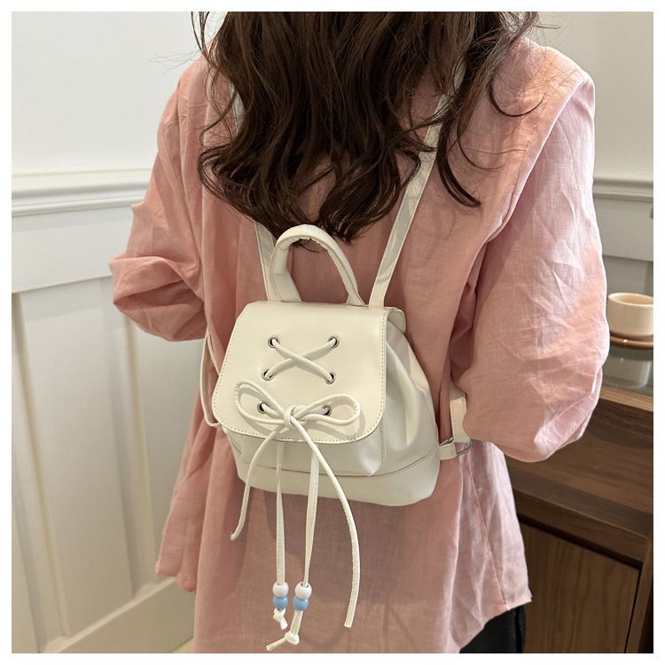 Small Drawstring Backpack Women Mini PU Leather Textured School Backpack Fashion Travel Commuter Bag Girl Bakpacks