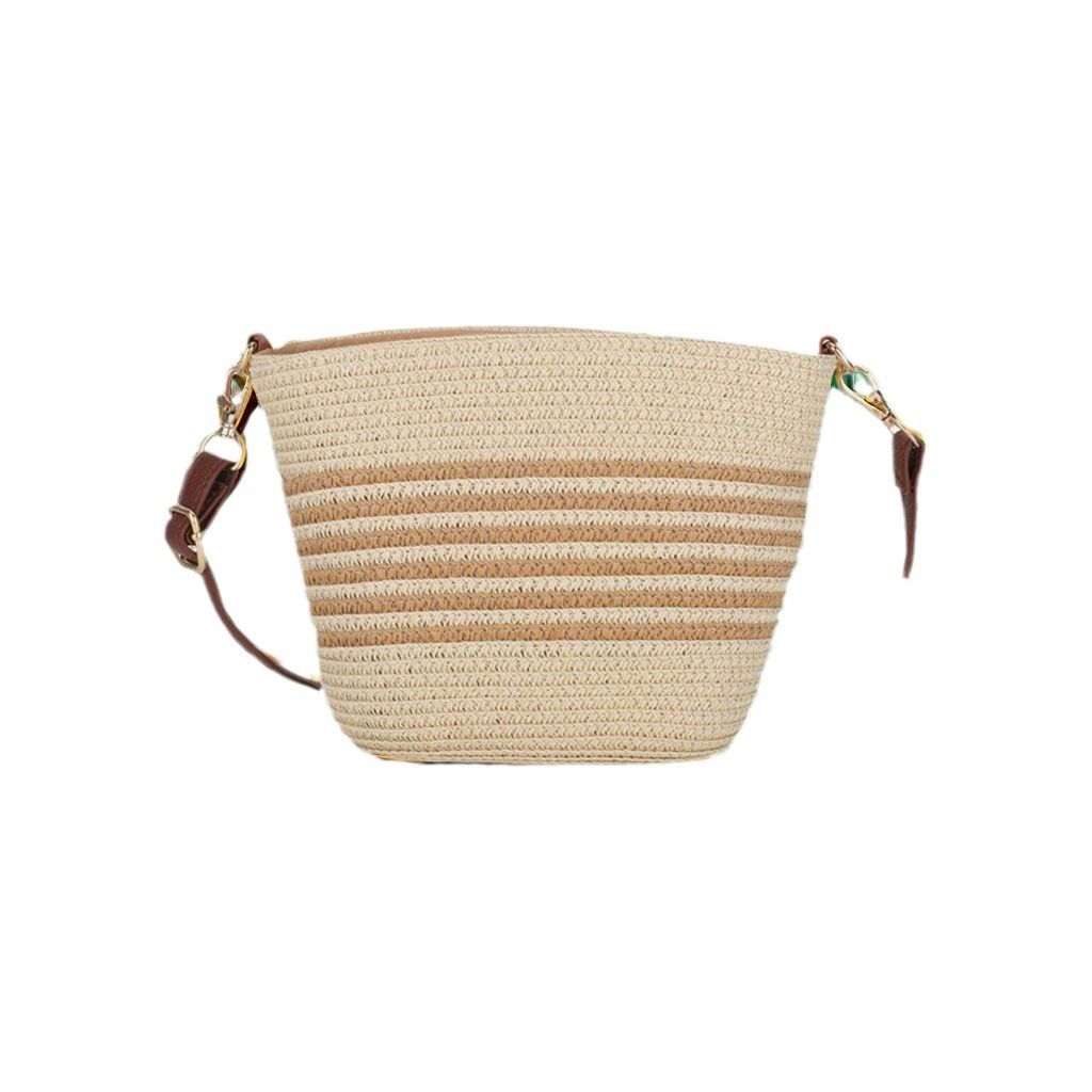 Summer Straw Shoulder Bags Drawstring Women's Straw Bucket Bag Purse Raffia Woven Straw Handbags Casual Tote Beach Crossbody Bag B0118