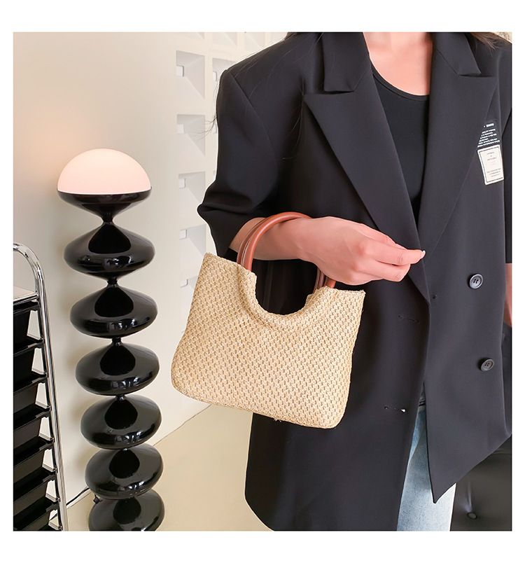 Summer Straw Top Handle Bag Beach Totes Woven Handbags 2023 Design Crossbody Bags for Women Branded Simple Female Shoulder Bags