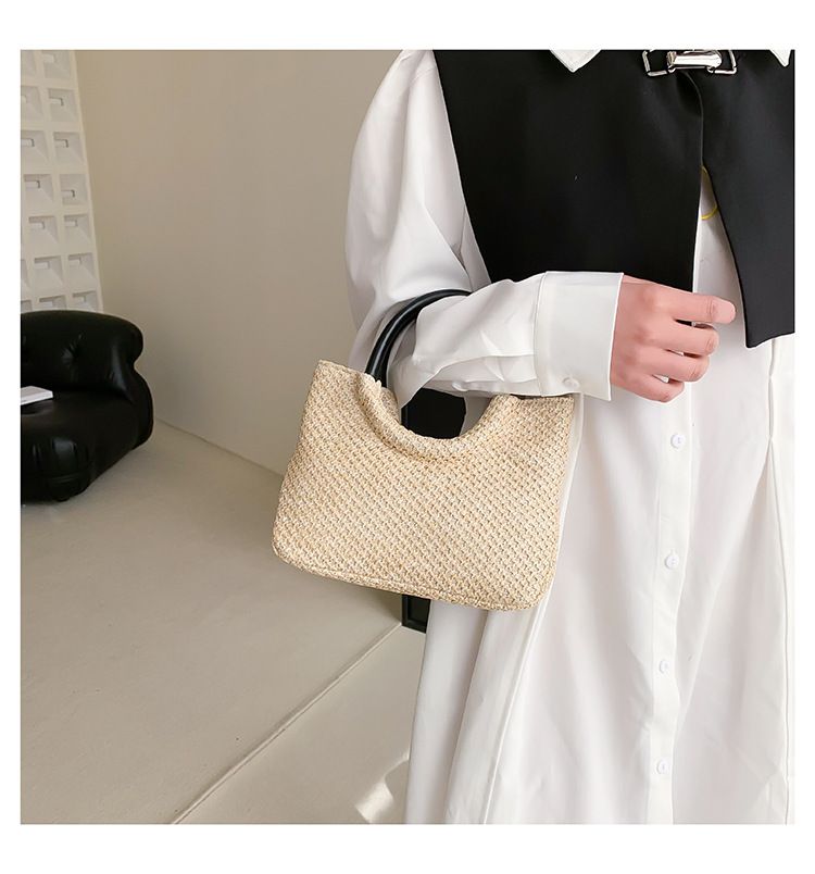 Summer Straw Top Handle Bag Beach Totes Woven Handbags 2023 Design Crossbody Bags for Women Branded Simple Female Shoulder Bags