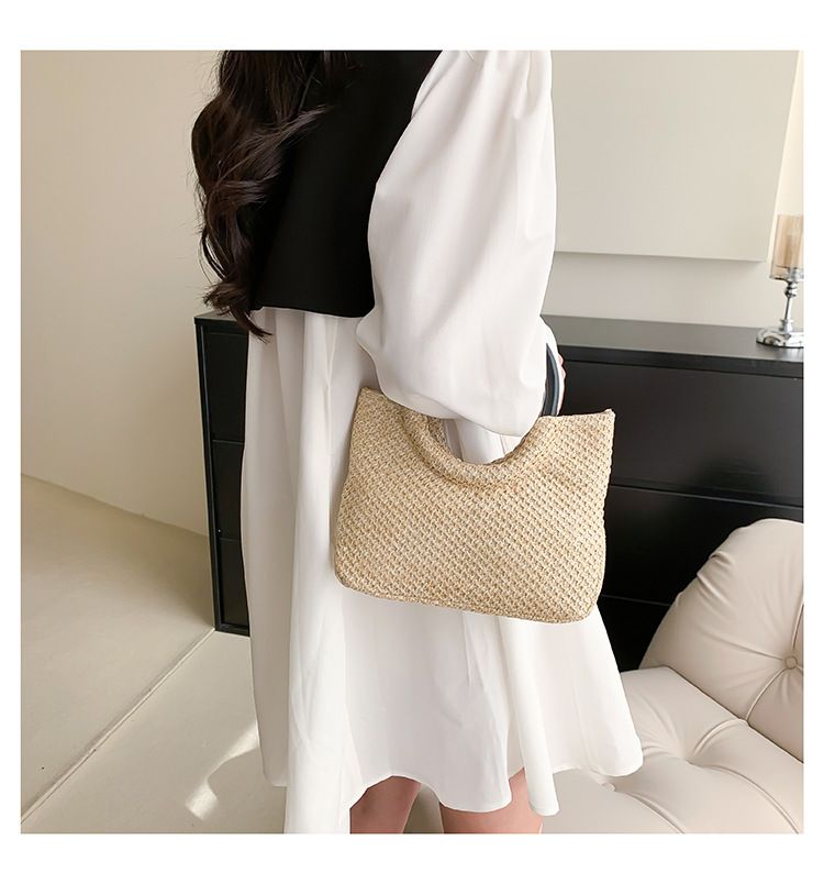 Summer Straw Top Handle Bag Beach Totes Woven Handbags 2023 Design Crossbody Bags for Women Branded Simple Female Shoulder Bags