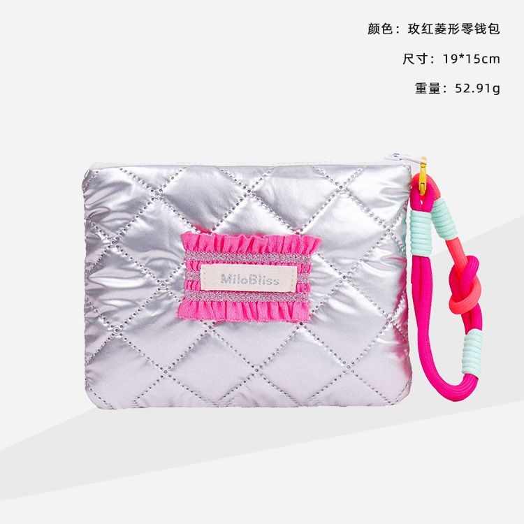 Love Heart Silver Coin Purse Korean Style with Hanging Rope Small Item Bag Handbag Makeup Organizer Sanitary Napkin Storage Bag