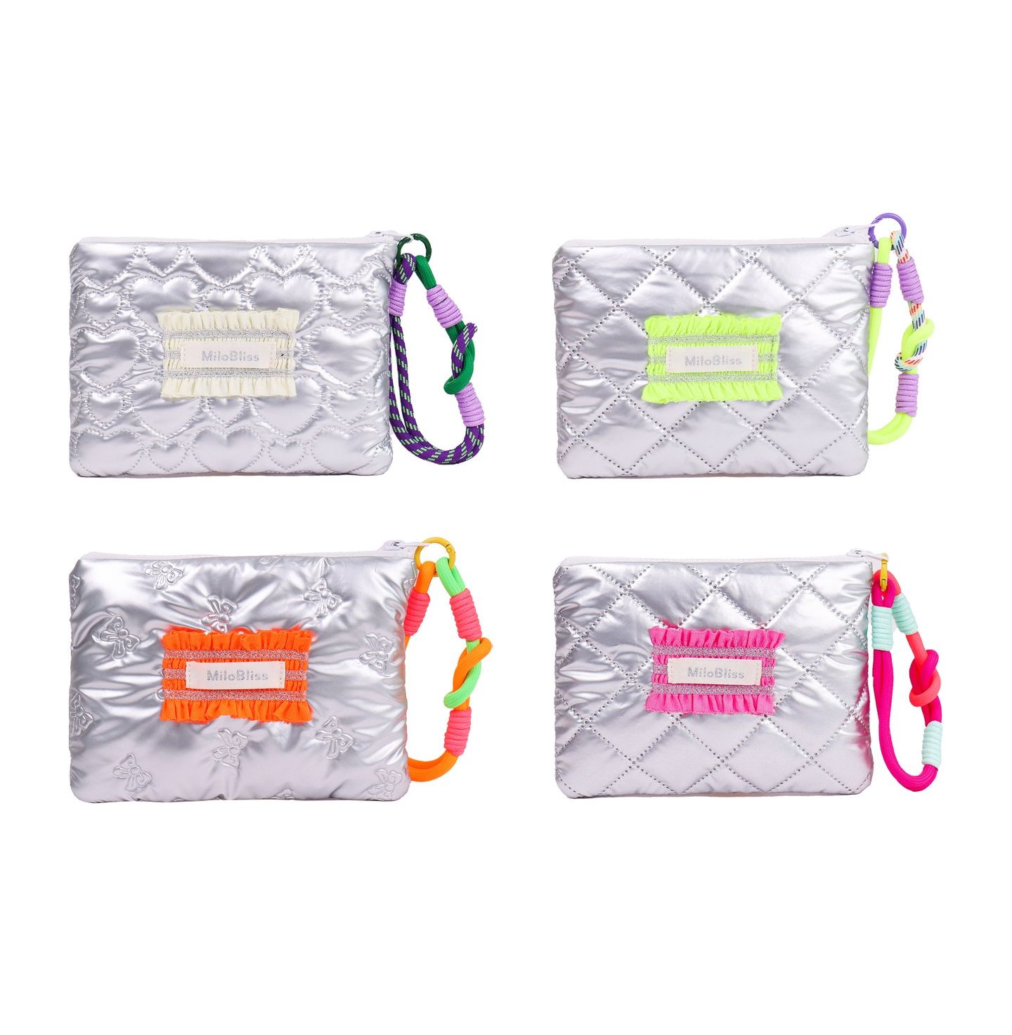 Love Heart Silver Coin Purse Korean Style with Hanging Rope Small Item Bag Handbag Makeup Organizer Sanitary Napkin Storage Bag