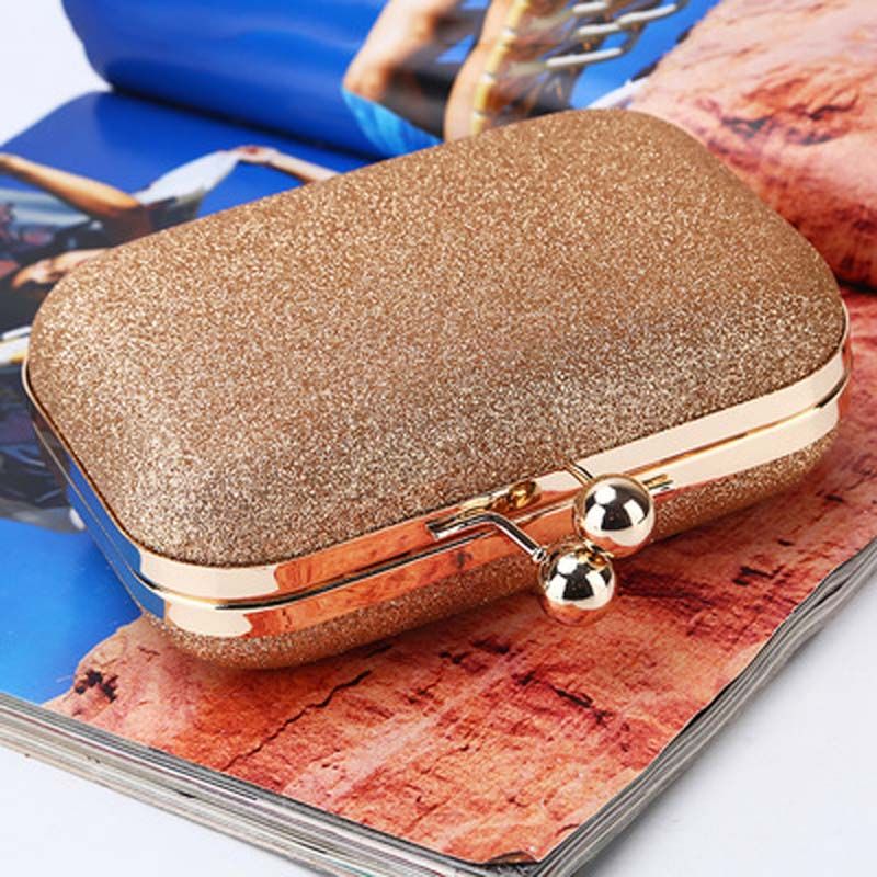 New Woman Evening bag Gold Glittered Hasp Clutch bags Wallet Wedding Handbags Party Banquet girls shoulder bag