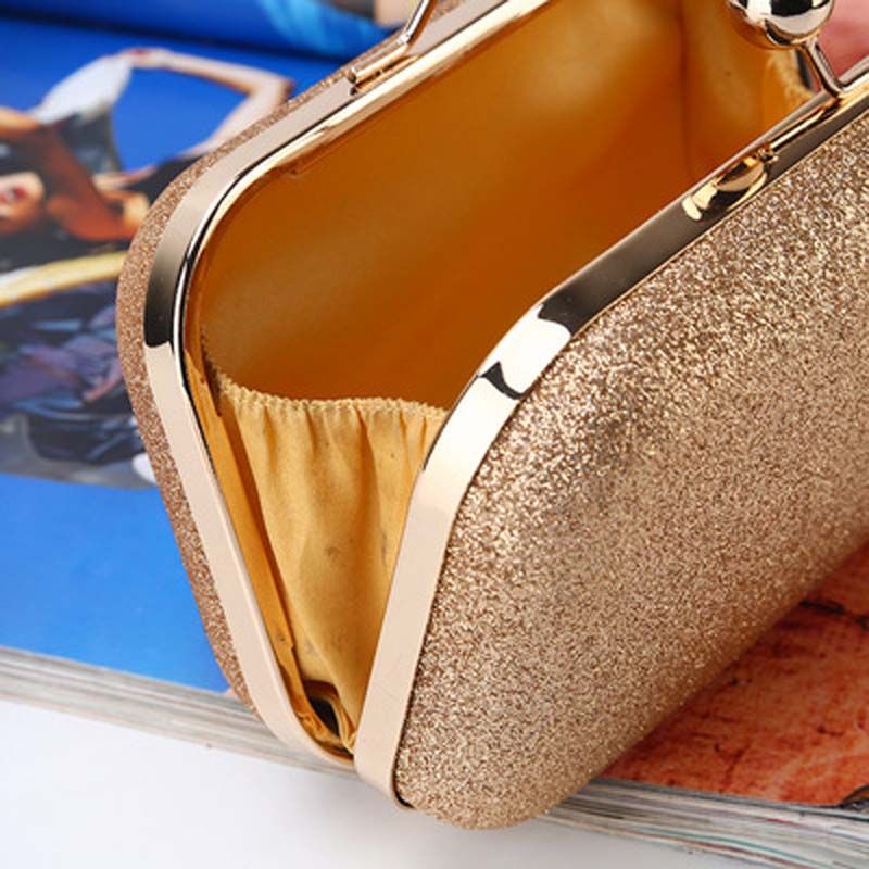 New Woman Evening bag Gold Glittered Hasp Clutch bags Wallet Wedding Handbags Party Banquet girls shoulder bag