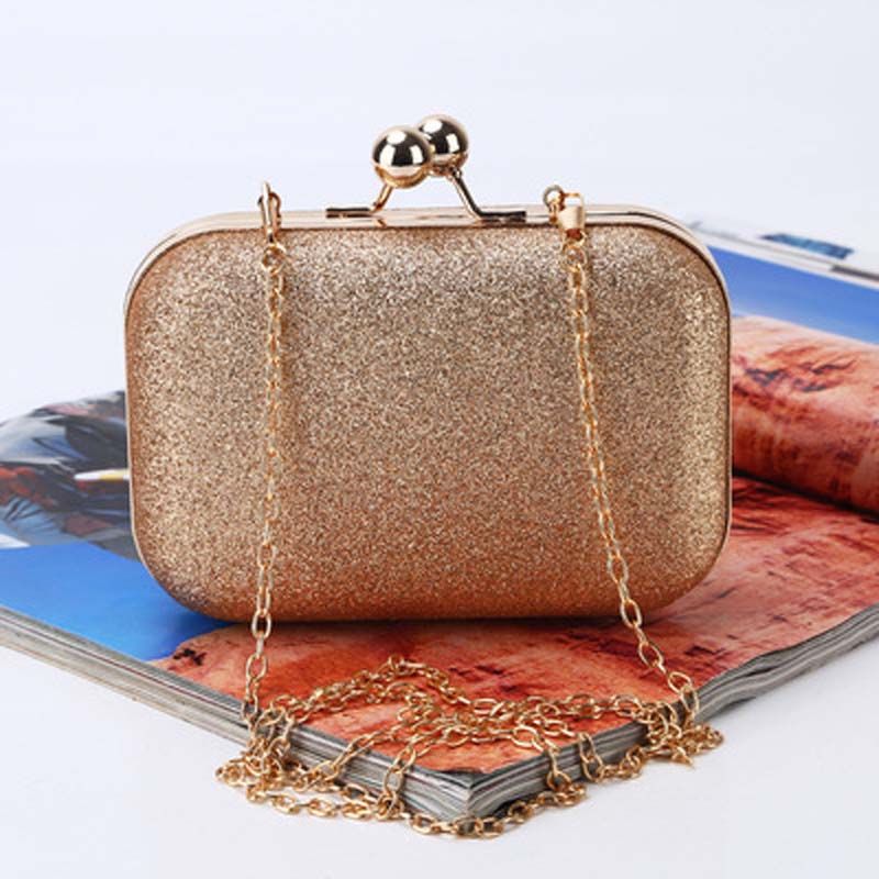 New Woman Evening bag Gold Glittered Hasp Clutch bags Wallet Wedding Handbags Party Banquet girls shoulder bag