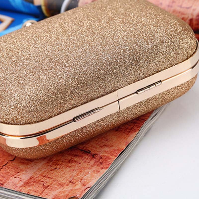 New Woman Evening bag Gold Glittered Hasp Clutch bags Wallet Wedding Handbags Party Banquet girls shoulder bag