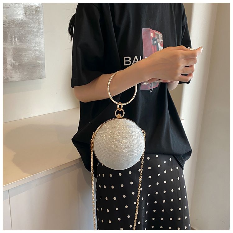 Circular Ring Portable Evening Bags Metal Round Ball Handbags For Lipstick Elegant Luxury Clutch Purse Wedding Wallets