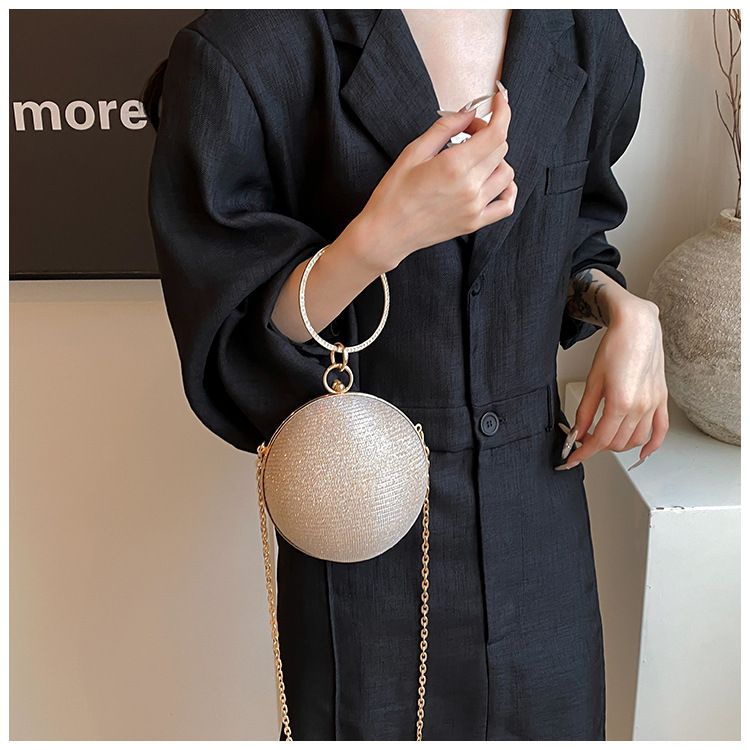 Circular Ring Portable Evening Bags Metal Round Ball Handbags For Lipstick Elegant Luxury Clutch Purse Wedding Wallets