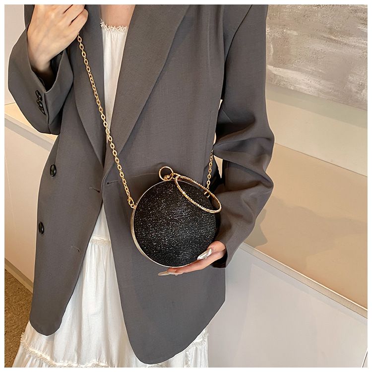 Circular Ring Portable Evening Bags Metal Round Ball Handbags For Lipstick Elegant Luxury Clutch Purse Wedding Wallets