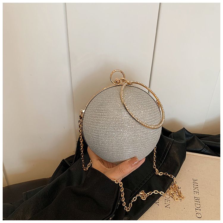 Circular Ring Portable Evening Bags Metal Round Ball Handbags For Lipstick Elegant Luxury Clutch Purse Wedding Wallets