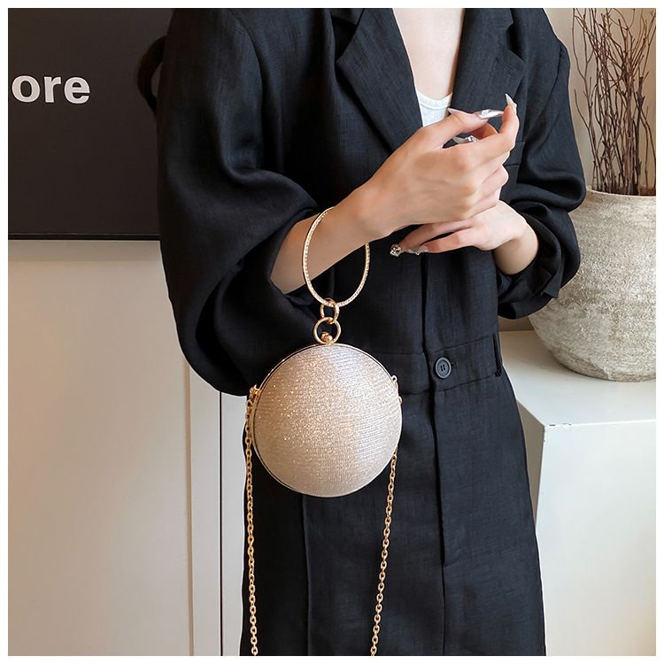 Circular Ring Portable Evening Bags Metal Round Ball Handbags For Lipstick Elegant Luxury Clutch Purse Wedding Wallets