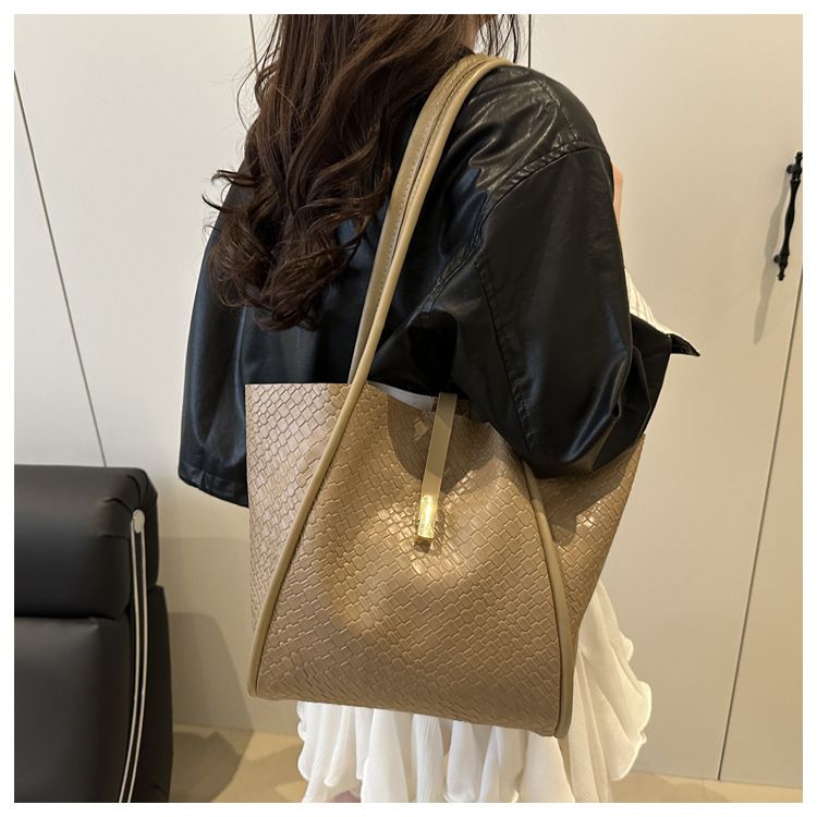 Women's Stone Pattern Tote Bag Set - Minimalist PU with Detachable Pouch,Magnetic Snap & Long Strap for Travel and Daily Use