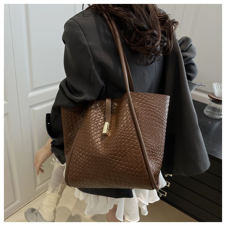 Women's Stone Pattern Tote Bag Set - Minimalist PU with Detachable Pouch,Magnetic Snap & Long Strap for Travel and Daily Use