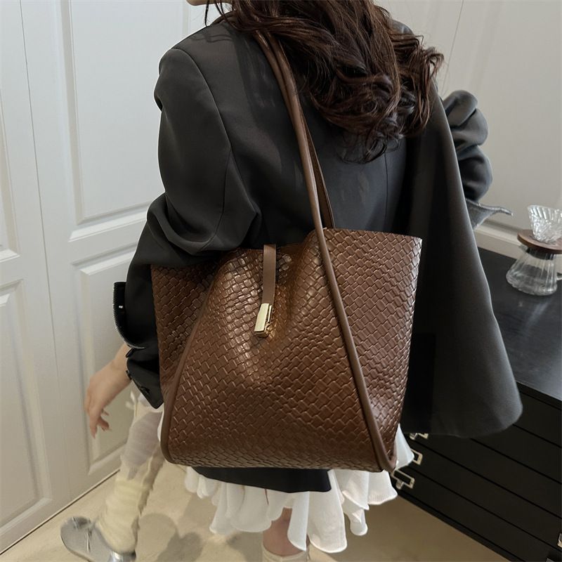 Women's Stone Pattern Tote Bag Set - Minimalist PU with Detachable Pouch,Magnetic Snap & Long Strap for Travel and Daily Use