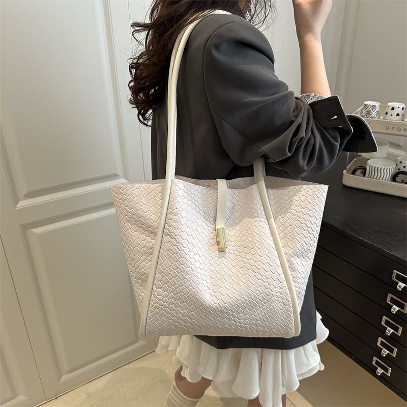 Women's Stone Pattern Tote Bag Set - Minimalist PU with Detachable Pouch,Magnetic Snap & Long Strap for Travel and Daily Use