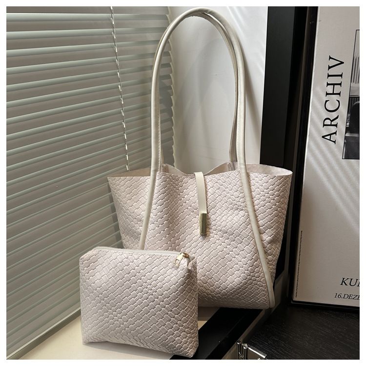 Women's Stone Pattern Tote Bag Set - Minimalist PU with Detachable Pouch,Magnetic Snap & Long Strap for Travel and Daily Use