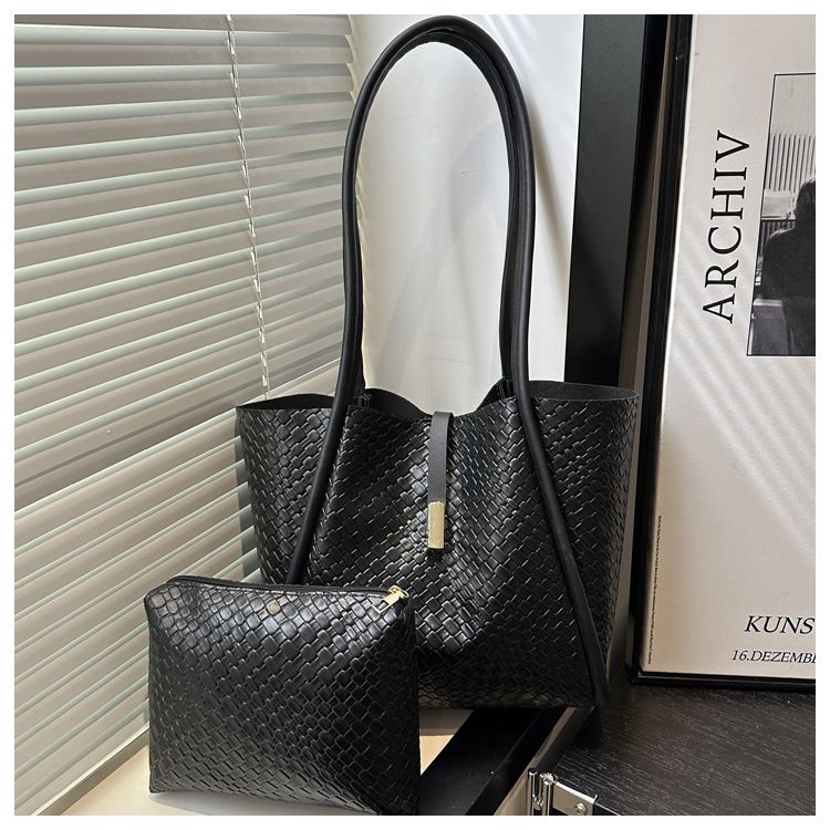 Women's Stone Pattern Tote Bag Set - Minimalist PU with Detachable Pouch,Magnetic Snap & Long Strap for Travel and Daily Use