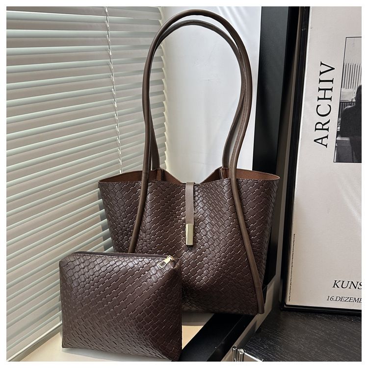 Women's Stone Pattern Tote Bag Set - Minimalist PU with Detachable Pouch,Magnetic Snap & Long Strap for Travel and Daily Use