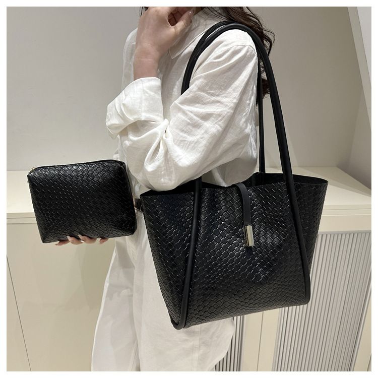 Women's Stone Pattern Tote Bag Set - Minimalist PU with Detachable Pouch,Magnetic Snap & Long Strap for Travel and Daily Use