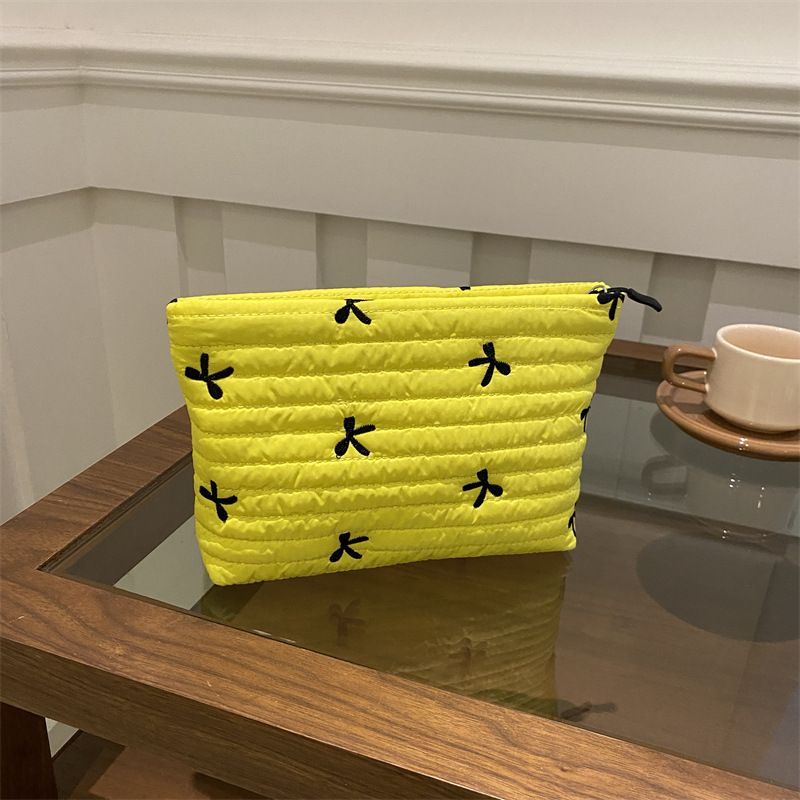 Cute Sweet Girl Heart Embroidered Bow Pencil Case Stationery Bag Square Shape Cosmetics Storage Bag Pencil Case Writing Supplies