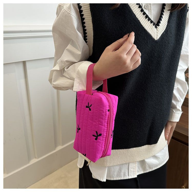 Ins Style Simple Black Bow Pencil Case Large Capacity Storage Bag Cosmetic Bag Stationery Organizer School Supplies