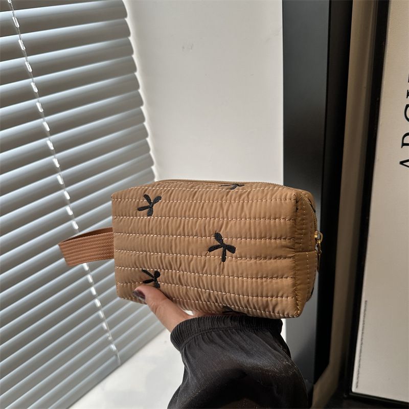 Ins Style Simple Black Bow Pencil Case Large Capacity Storage Bag Cosmetic Bag Stationery Organizer School Supplies