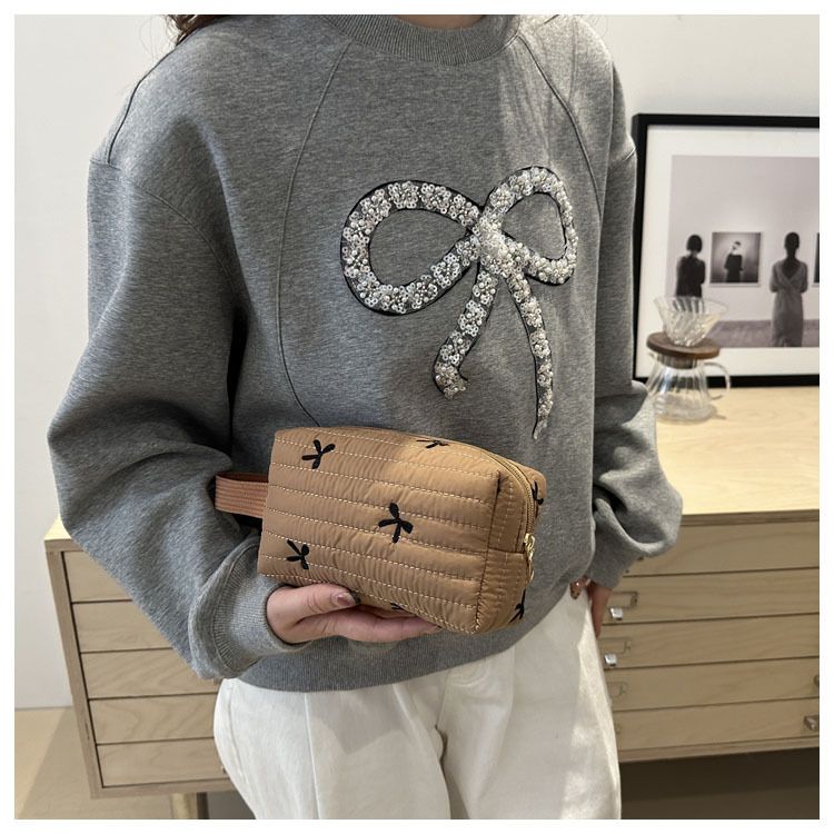 Ins Style Simple Black Bow Pencil Case Large Capacity Storage Bag Cosmetic Bag Stationery Organizer School Supplies