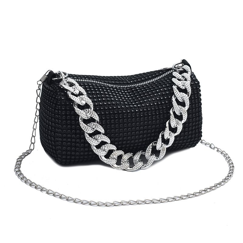 Lawaia Rhinestone Bag Side Bag Crossbody Blingbling Rhinestone Purses for Women Sparkly Silver Clutch Black Purse B0285