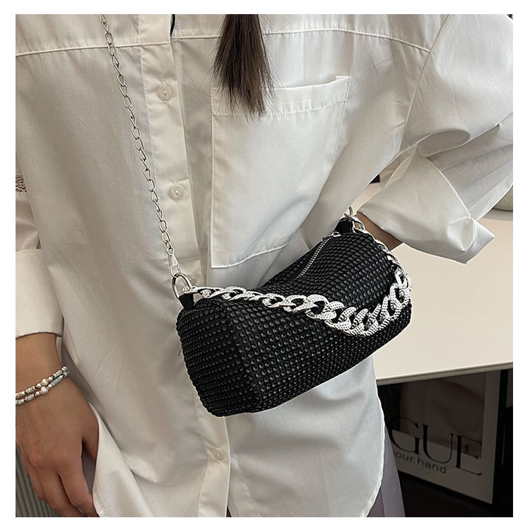 Lawaia Rhinestone Bag Side Bag Crossbody Blingbling Rhinestone Purses for Women Sparkly Silver Clutch Black Purse B0285