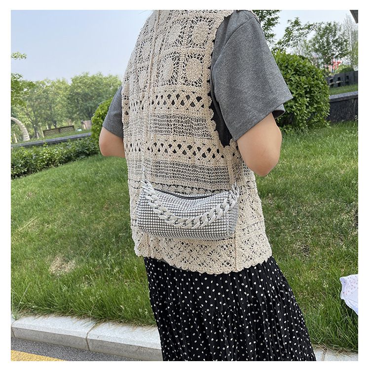 Lawaia Rhinestone Bag Side Bag Crossbody Blingbling Rhinestone Purses for Women Sparkly Silver Clutch Black Purse B0285