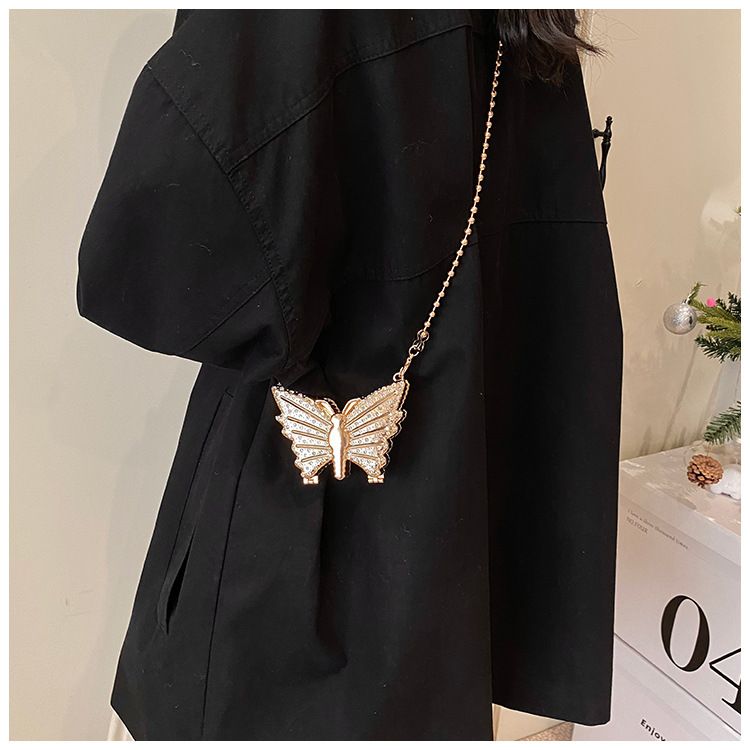 2025 Fashion Lipstick Bag Coin Purse For Women Butterfly Shape Mini Crossbody Bag Luxury Designer Diamond Gold Silver Clutch Bag B0164