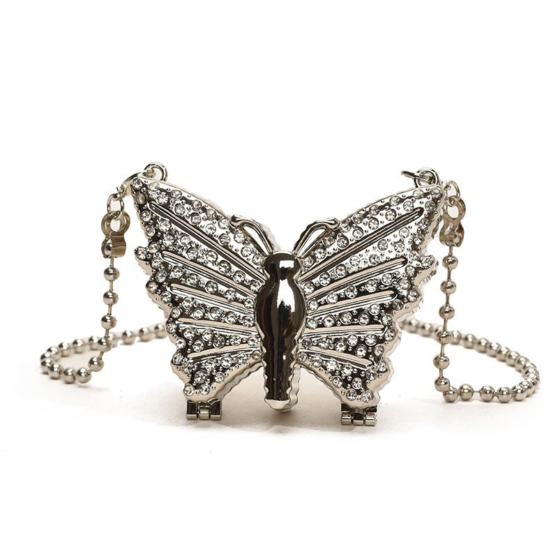2025 Fashion Lipstick Bag Coin Purse For Women Butterfly Shape Mini Crossbody Bag Luxury Designer Diamond Gold Silver Clutch Bag B0164