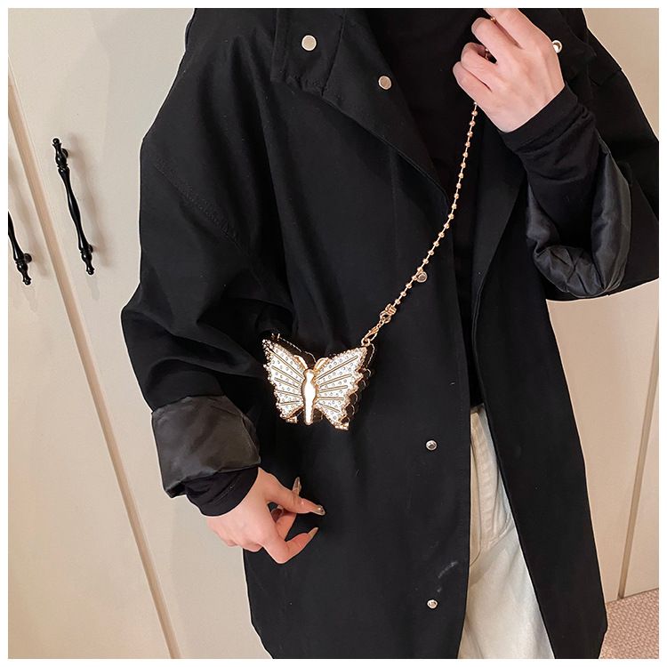 2025 Fashion Lipstick Bag Coin Purse For Women Butterfly Shape Mini Crossbody Bag Luxury Designer Diamond Gold Silver Clutch Bag B0164