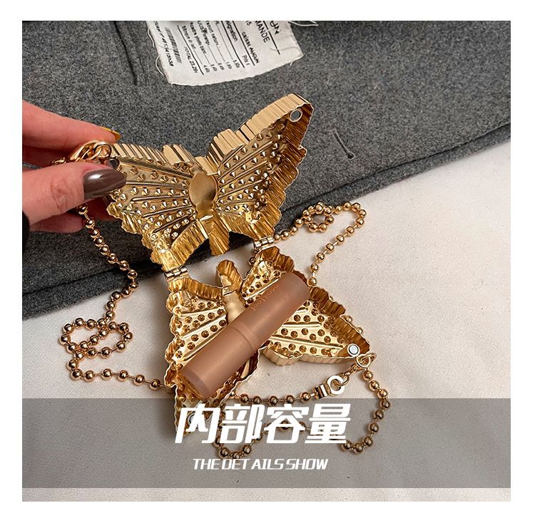 2025 Fashion Lipstick Bag Coin Purse For Women Butterfly Shape Mini Crossbody Bag Luxury Designer Diamond Gold Silver Clutch Bag B0164