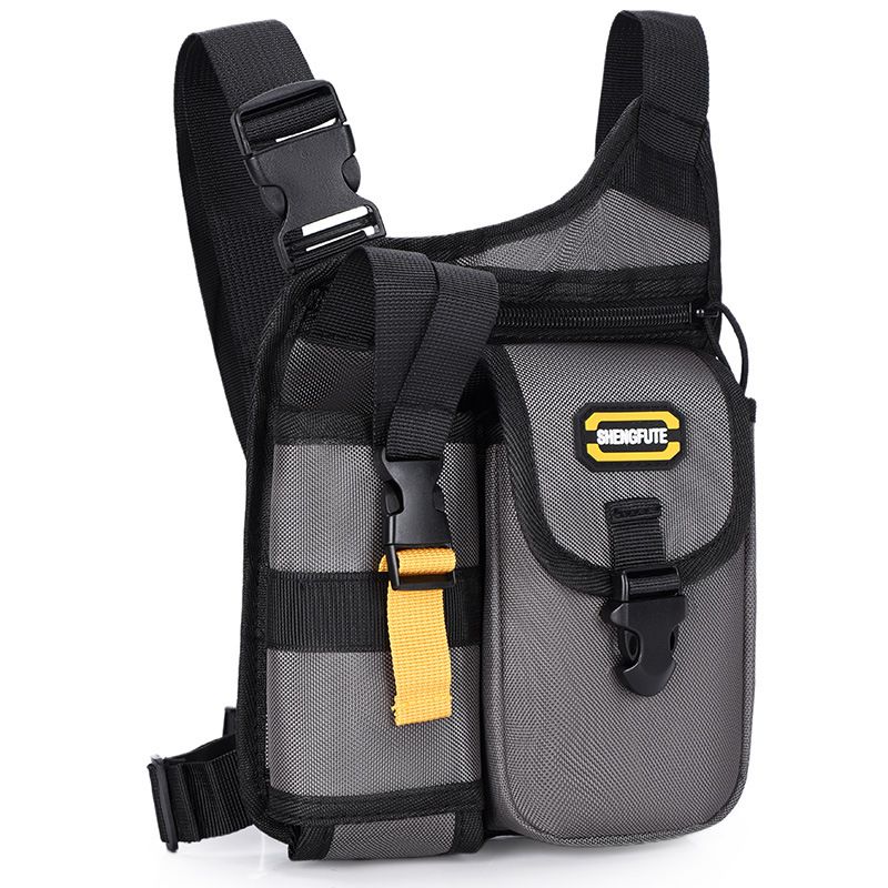 Multipocket Men Motorcycle Crossbody Bag Waterproof Large Capacity Motorbike Shoulder Bag Adjustable Strap with Bottle Holder B0349