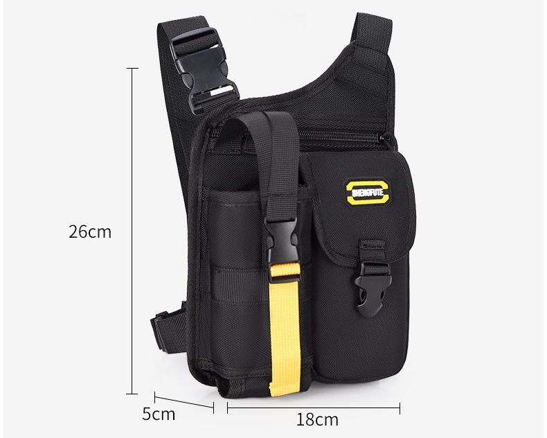 Multipocket Men Motorcycle Crossbody Bag Waterproof Large Capacity Motorbike Shoulder Bag Adjustable Strap with Bottle Holder B0349