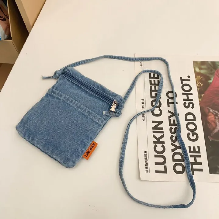 Women's Denim Crossbody Bag Lightweight Mini Shoulder Purse Adjustable Strap Small Casual Bag for Daily Use & Travel Storage Bag B0154