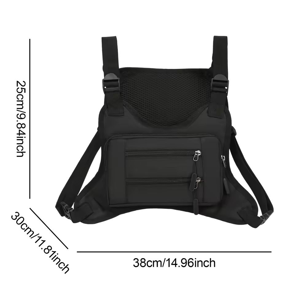 Breathable Utility Lightweight Outdoor Fanny Pack Front Pack Pouch Chest Harness Holder for Running Fishing Cycling Sports B0350